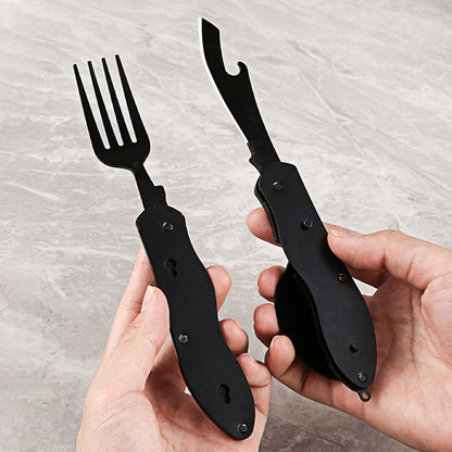 🎉🏕️Must-have for outdoor trips 🍴🥄4-In-1 Outdoor Folding Multifunctional Tableware