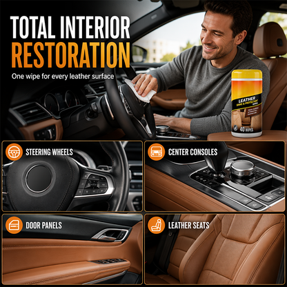 3-in-1 Leather Car Wipes – Clean & UV Protection Formula