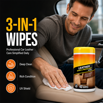 3-in-1 Leather Car Wipes – Clean & UV Protection Formula
