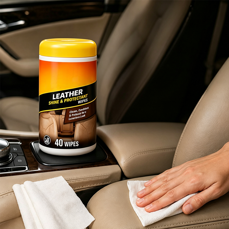 3-in-1 Leather Car Wipes – Clean & UV Protection Formula