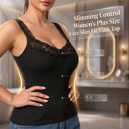 🍂 Women’s Plus Size Lace Slim-Fit Camisole – Elegant Sleeveless Top