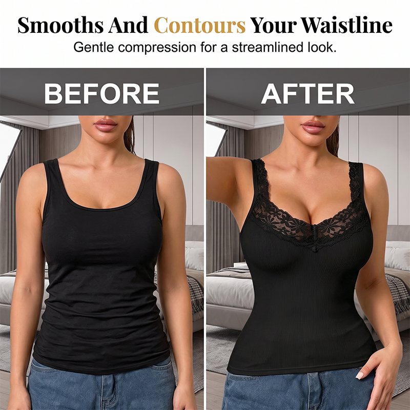 🍂 Women’s Plus Size Lace Slim-Fit Camisole – Elegant Sleeveless Top