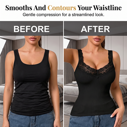 🍂 Women’s Plus Size Lace Slim-Fit Camisole – Elegant Sleeveless Top