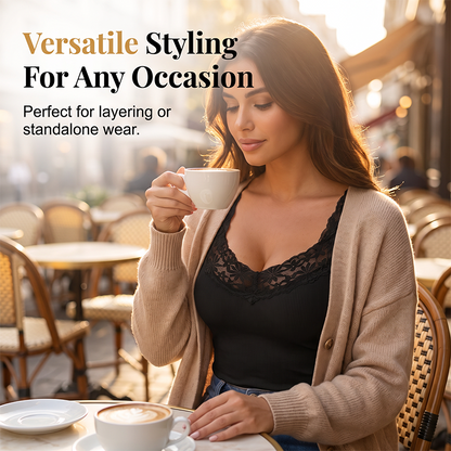 🍂 Women’s Plus Size Lace Slim-Fit Camisole – Elegant Sleeveless Top