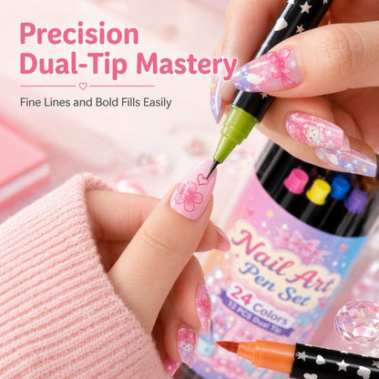 💅 24 Colors Dual Ended Nail Art Pens Set