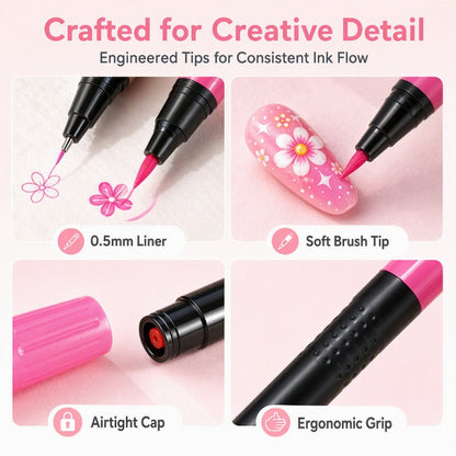 💅 24 Colors Dual Ended Nail Art Pens Set