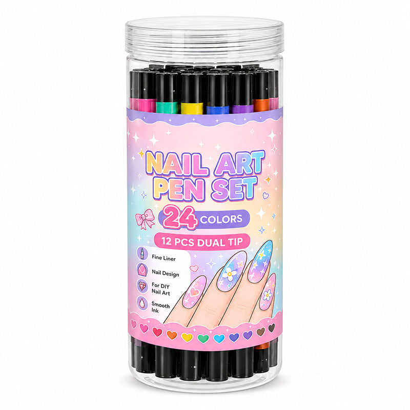 💅 24 Colors Dual Ended Nail Art Pens Set
