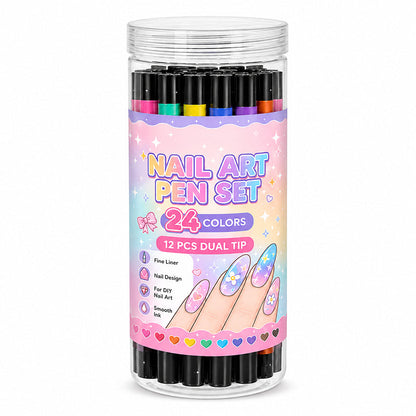 💅 24 Colors Dual Ended Nail Art Pens Set