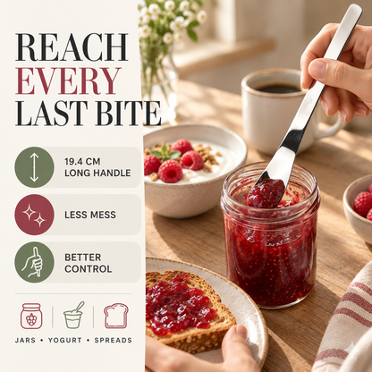 Stainless Steel Dessert Spoon – Long Ergonomic Handle for Easy Serving