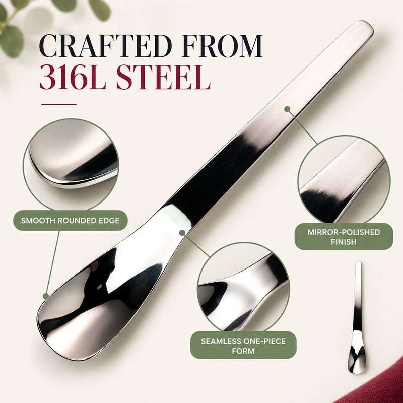 Stainless Steel Dessert Spoon – Long Ergonomic Handle for Easy Serving