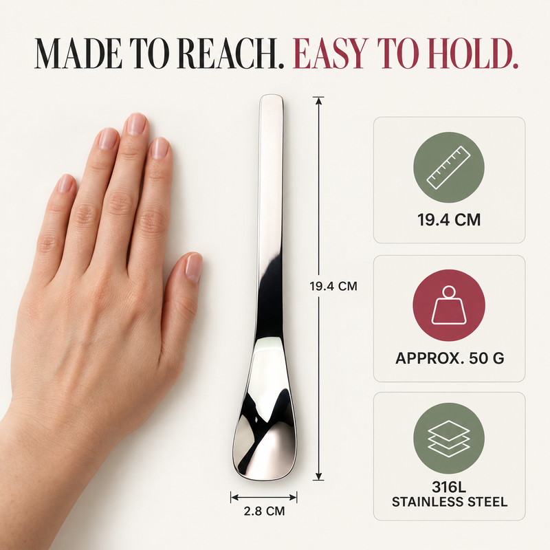 Stainless Steel Dessert Spoon – Long Ergonomic Handle for Easy Serving