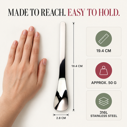 Stainless Steel Dessert Spoon – Long Ergonomic Handle for Easy Serving