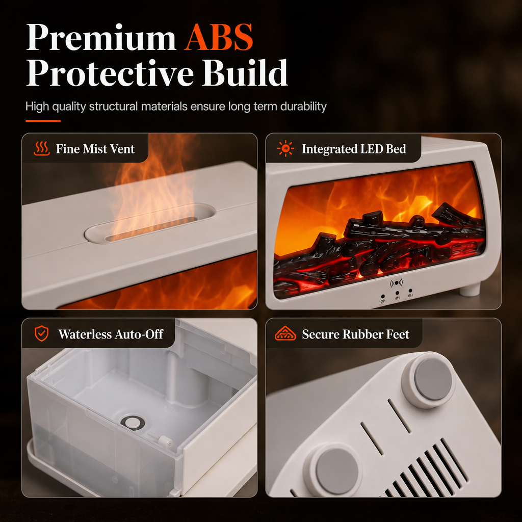 🔥💨 Fireplace Flame Humidifier – Aromatherapy Diffuser, Music Sync Light & Whisper Quiet 🌙