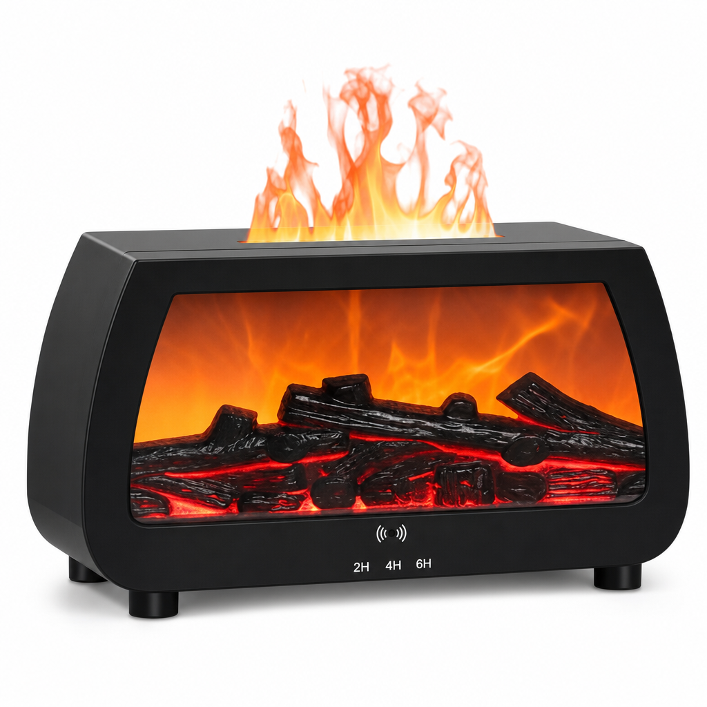 🔥💨 Fireplace Flame Humidifier – Aromatherapy Diffuser, Music Sync Light & Whisper Quiet 🌙