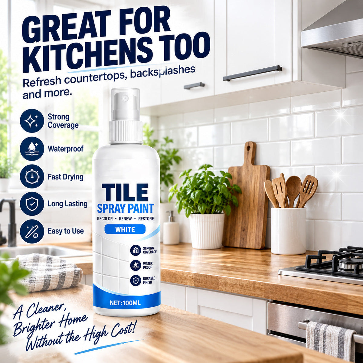 🎨 Tile Renewal Spray – 100ml Surface Refresh Paint, 3 Colors