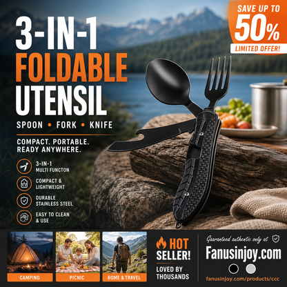 🎉🏕️Must-have for outdoor trips 🍴🥄4-In-1 Outdoor Folding Multifunctional Tableware