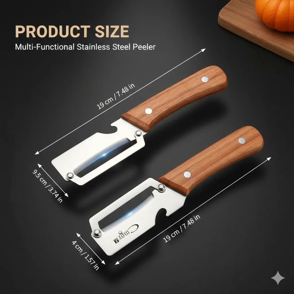 Stainless Peeler , High-Grade Durability, Clean, Precision Peeling + Bottle Opener